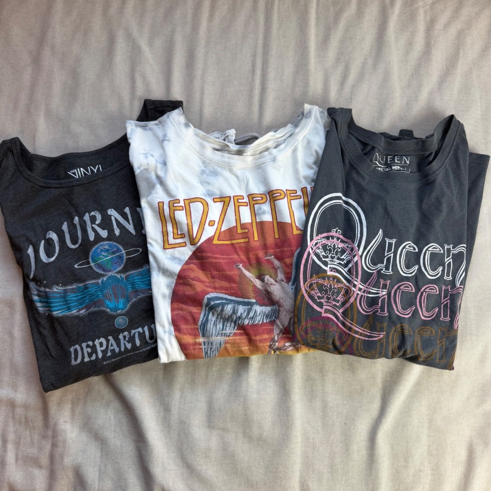 Lot of 3 Band Graphic Tops Journey Led Zeppelin Queen Size 5 Plus Size Womens